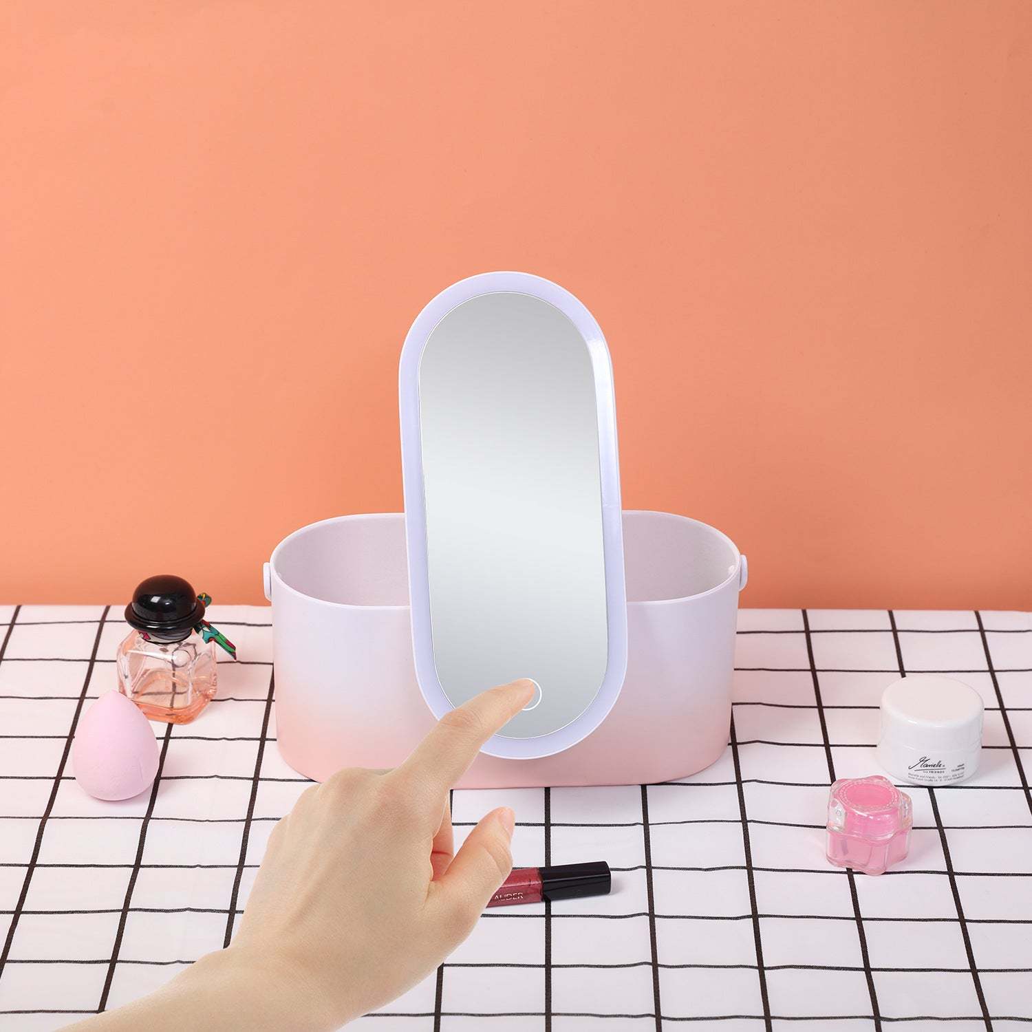 Makeup Organizer with LED Mirror