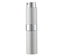 Compact refillable travel perfume atomizer with durable metal body and anodized aluminum nozzle in multiple colors