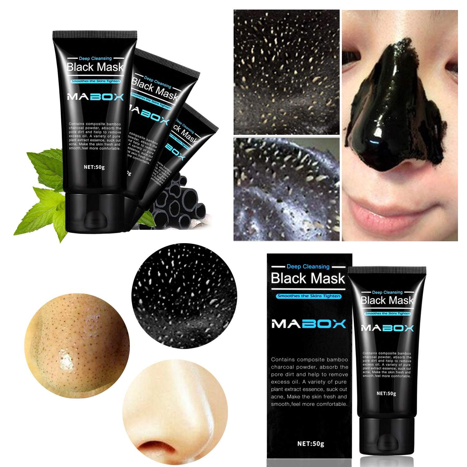 Jar of Charcoal Peel Mask with bamboo charcoal for deep pore cleansing and skin brightening