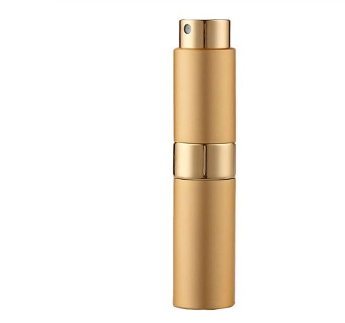 Compact refillable travel perfume atomizer with durable metal body and anodized aluminum nozzle in various stylish colors