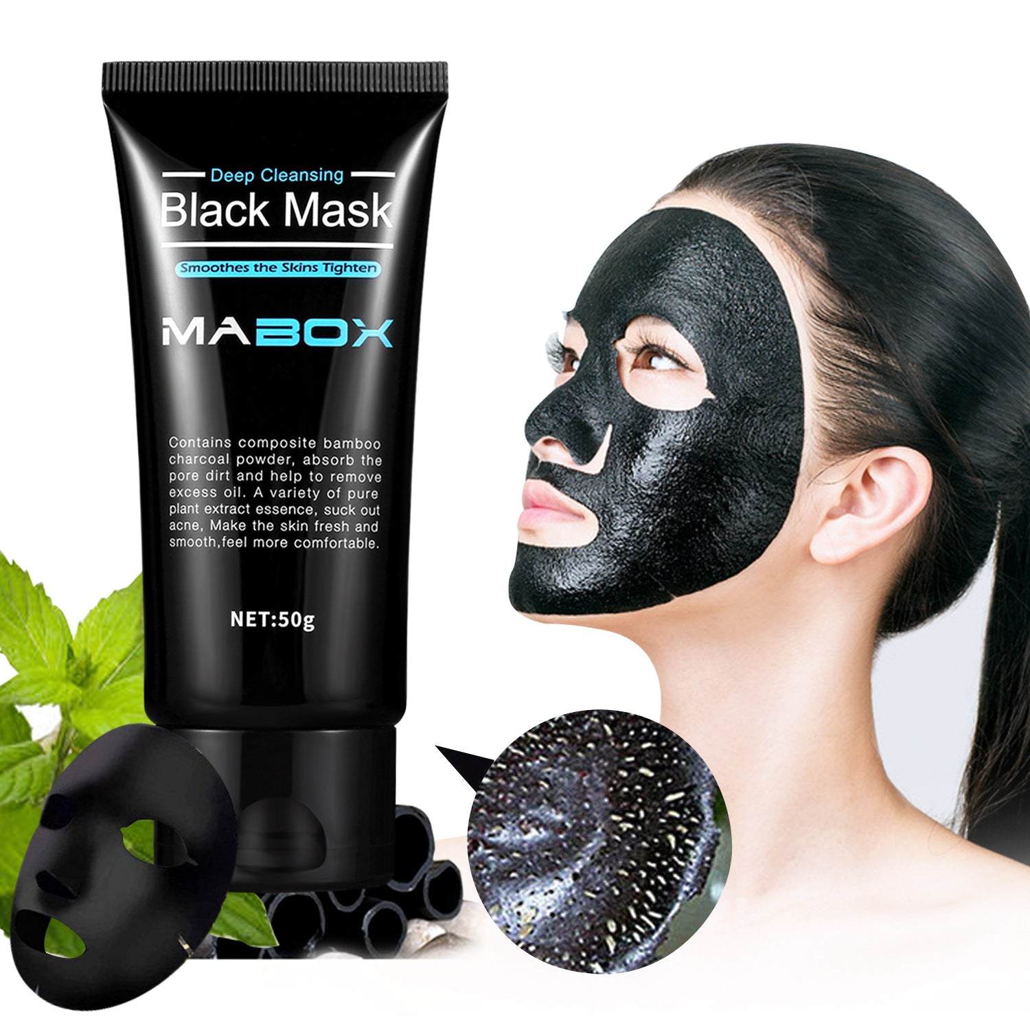 Charcoal Peel Mask jar with bamboo charcoal for deep pore cleansing and skin brightening