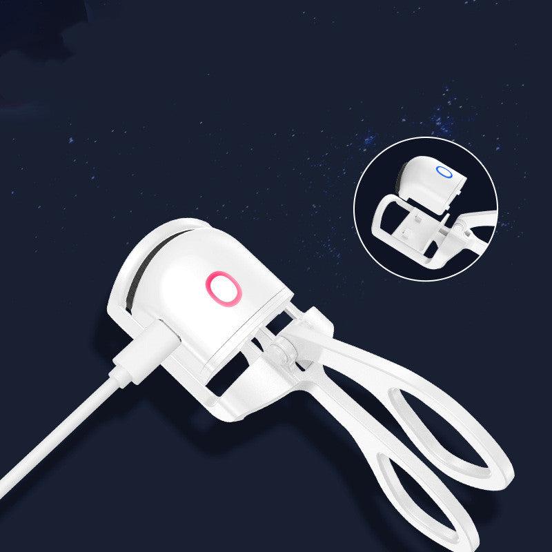 Heated Electric Eyelash Curler USB rechargeable with silicone pad and dual temperature modes for safe, long-lasting lash curls
